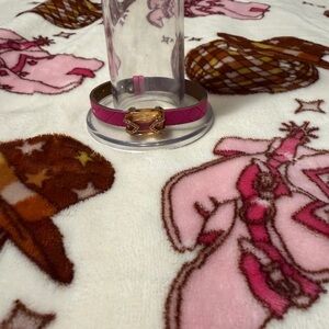 Keep Collective QUILTED HOT PINK/SADDLE BROWN leather keeper With Jewel